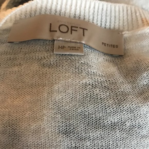 LOFT Lightweight White Button Close Cardigan Sweater Petite Medium - Picture 12 of 12